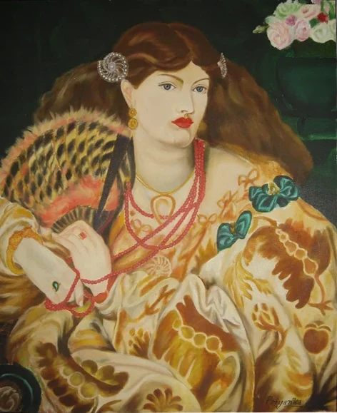 portrait painting inspired by classical female figure detailed artwork