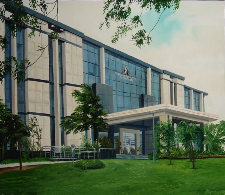 modern architectural building painting urban commercial space artwork