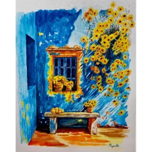 Yellow Flowers, Blue Wall